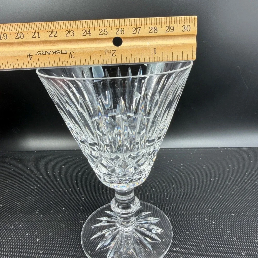 Waterford Crystal Tramore Tall Cups Glasses Set of 2 Cut Glass Goblets Signed‎